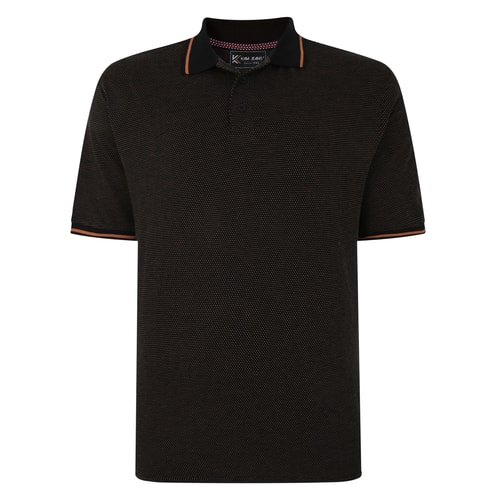 KAM Jersey-Poloshirt mit Dobby-Print, Schwarz